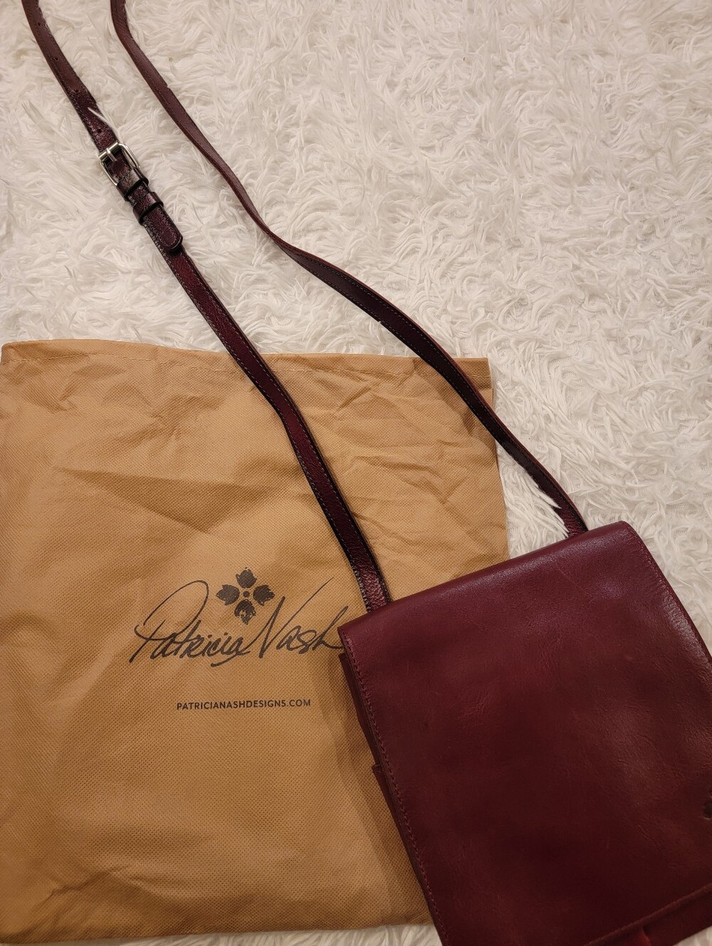 Patricia Nash Bordeaux Leather Crossbody with Adjustable Strap